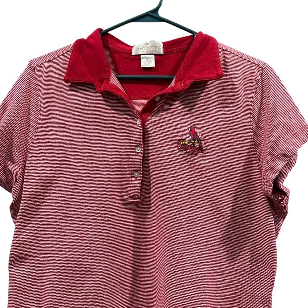 Antigua St. Louis Cardinals women’s Polo Shirt XL Red White Stripe‎ MLB